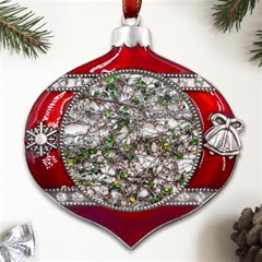 Climbing Plant At Outdoor Wall Metal Snowflake And Bell Red Ornament by dflcprintsclothing