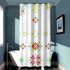 Christmas Cross Stitch Pattern Effect Holidays Symmetry Shower Curtain 36  X 72  (stall)  by Sarkoni