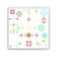 Christmas Cross Stitch Pattern Effect Holidays Symmetry Memory Card Reader (square) by Sarkoni
