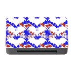 Bat Pattern T- Shirt White Bats And Bows Red Blue T- Shirt Memory Card Reader with CF Front