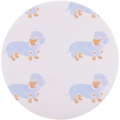 Dachshund Dog T- Shirt Dachshund Dog Pattern T- Shirt Uv Print Round Tile Coaster by EnriqueJohnson