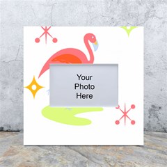 Flamingo T- Shirt Mid- Century Modern Pink Flamingo With Retro Icons Repeating Pattern T- Shirt White Box Photo Frame 4  X 6  by EnriqueJohnson