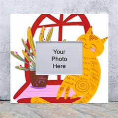 Cat Pet Ginger Art Animal Cartoon White Wall Photo Frame 5  X 7  by uniart180623