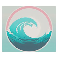 Tidal Wave Ocean Sea Tsunami Wave Minimalist Two Sides Premium Plush Fleece Blanket (small) by uniart180623