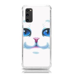 Cute White Cat Blue Eyes Face Samsung Galaxy S20 6 2 Inch Tpu Uv Case by Ket1n9
