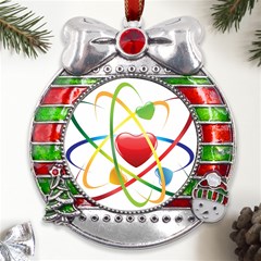 Love Metal X mas Ribbon With Red Crystal Round Ornament by Ket1n9