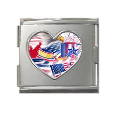 Independence Day United States Of America Mega Link Heart Italian Charm (18mm) by Ket1n9