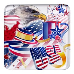 Independence Day United States Of America Square Glass Fridge Magnet (4 Pack) by Ket1n9