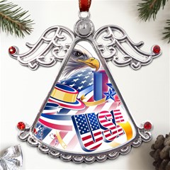 Independence Day United States Of America Metal Angel With Crystal Ornament by Ket1n9