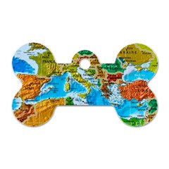 World Map Dog Tag Bone (one Side) by Ket1n9