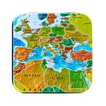 World Map Square Metal Box (Black) Front