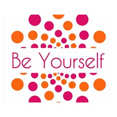 Be Yourself Pink Orange Dots Circular Premium Plush Fleece Blanket (medium) by Ket1n9