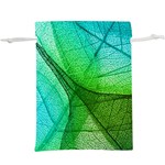 Sunlight Filtering Through Transparent Leaves Green Blue Lightweight Drawstring Pouch (XL) Front