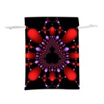 Fractal Red Violet Symmetric Spheres On Black Lightweight Drawstring Pouch (S) Back