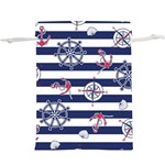 Seamless-marine-pattern Lightweight Drawstring Pouch (XL) Back