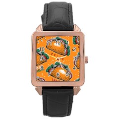Seamless-pattern-with-taco Rose Gold Leather Watch  by Ket1n9