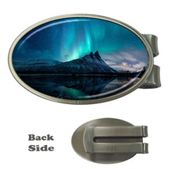 Aurora Borealis Mountain Reflection Money Clips (oval)  by Grandong