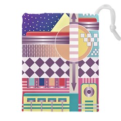 Abstract Shapes Colors Gradient Drawstring Pouch (5xl) by Vaneshop
