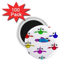 Fish Swim Cartoon Funnycute 1 75  Magnets (100 Pack)  by Sapixe