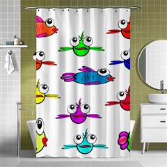 Fish Swim Cartoon Funnycute Shower Curtain 48  X 72  (small)  by Sapixe