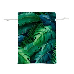 Tropical Green Leaves Background Lightweight Drawstring Pouch (l) by Amaryn4rt