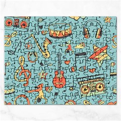 Seamless-pattern-musical-instruments-notes-headphones-player Rectangular Jigsaw Puzzl by Amaryn4rt