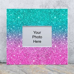 Pink And Turquoise Glitter White Wall Photo Frame 5  X 7  by Sarkoni
