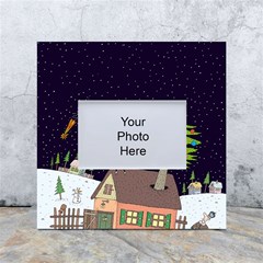 House Tree Man Moon Night Stars White Box Photo Frame 4  X 6  by Pakjumat