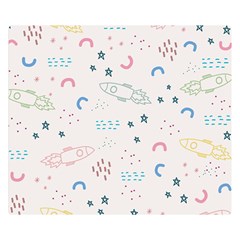 Spaceship Pattern Star Premium Plush Fleece Blanket (small) by Pakjumat