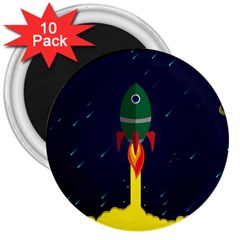 Rocket Halftone Astrology Astronaut 3  Magnets (10 Pack)  by Pakjumat