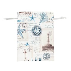Nautical Lighthouse Vintage Postcard French Writing Lightweight Drawstring Pouch (m) by Pakjumat