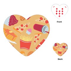 Fast Junk Food  Pizza Burger Cool Soda Pattern Playing Cards Single Design (heart) by Sarkoni