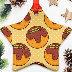 Takoyaki Food Seamless Pattern Ornament (star) by Sarkoni