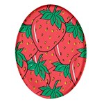 Texture Sweet Strawberry Dessert Food Summer Pattern Oval Glass Fridge Magnet (4 pack) Front