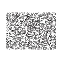 Food Doodle Pattern Premium Plush Fleece Blanket (mini) by Sarkoni