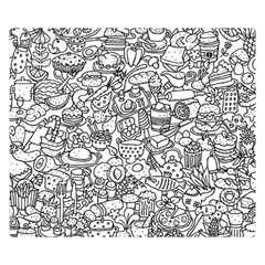 Food Doodle Pattern Premium Plush Fleece Blanket (small) by Sarkoni