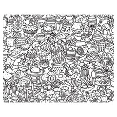 Food Doodle Pattern Premium Plush Fleece Blanket (medium) by Sarkoni