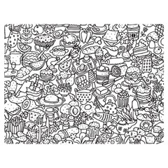 Food Doodle Pattern Premium Plush Fleece Blanket (extra Small) by Sarkoni
