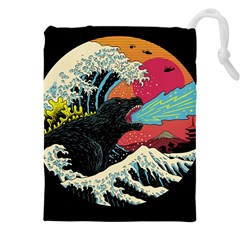 Retro Wave Kaiju Godzilla Japanese Pop Art Style Drawstring Pouch (5xl) by Modalart