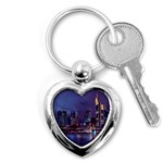Frankfurt City Skyline Skyscraper Key Chain (Heart) Front