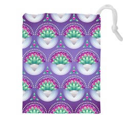 Background Floral Pattern Purple Drawstring Pouch (5xl) by Amaryn4rt