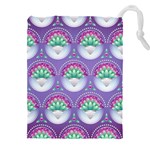Background Floral Pattern Purple Drawstring Pouch (5XL) Front
