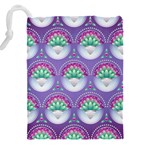 Background Floral Pattern Purple Drawstring Pouch (5XL) Back