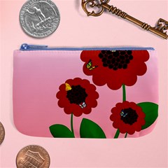 Flowers Butterflies Red Flowers Large Coin Purse by Sarkoni