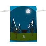 Vector Graphic Mountains Snow Wolf Lightweight Drawstring Pouch (XL) Front