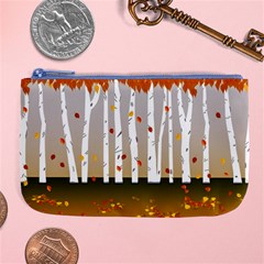 Birch Trees Fall Autumn Leaves Large Coin Purse by Sarkoni