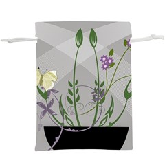 Flower Butterfly Pot Lightweight Drawstring Pouch (xl) by Sarkoni
