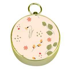 Spring Art Floral Pattern Design Gold Compasses by Sarkoni