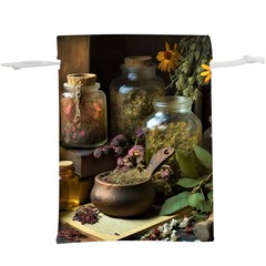 Apothecary Old Herbs Natural Lightweight Drawstring Pouch (xl) by Sarkoni