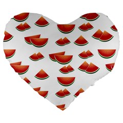Summer Watermelon Pattern Large 19  Premium Heart Shape Cushions by Dutashop